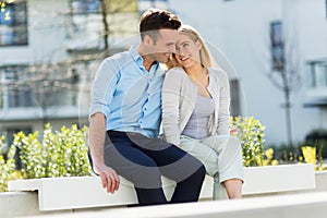Young couple in modern residential area