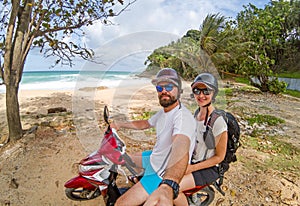 Young couple on motorbike