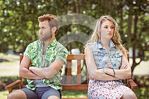 Young couple not talking after argument