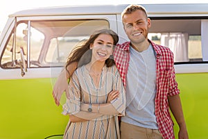 Young couple out on a road trip