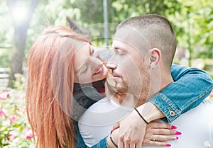 Young couple at the park photo