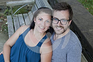 Young couple on park bench