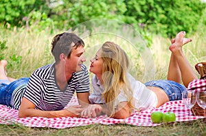 Young couple on picnic