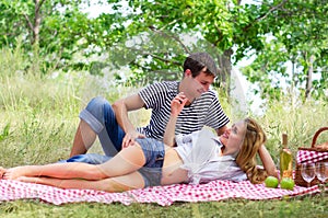 Young couple at picnic
