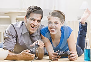 Young Couple Playing Video Games