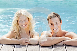 Young couple at the pool