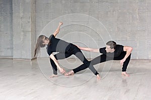 Young couple practising dance skills.