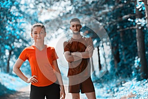 young couple preparing for a morning run