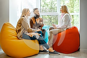 Young couple during the psychological counseling with psychologist