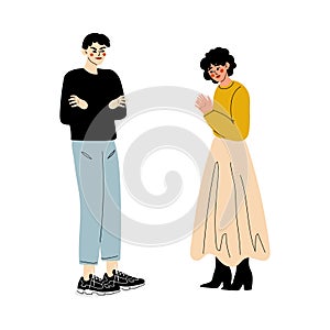 Young Couple Quarreling, Girlfriend Asking Forgiving, Disagreement in Relationship, Negative Emotions Vector