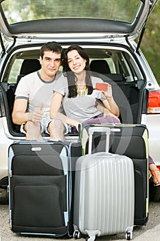 Young couple ready for road trip