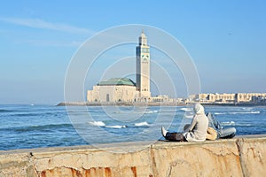 Young couple relaxing on seafront photo