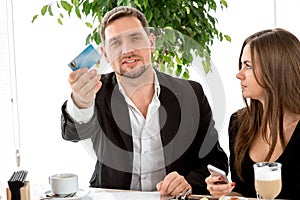 Young couple at the restaurant