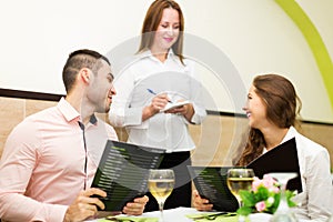 Young couple at restaurant