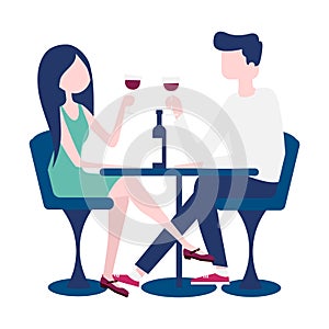 Young couple on a romantic date in a restaurant.