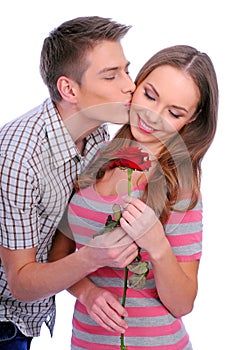 Young couple with rose