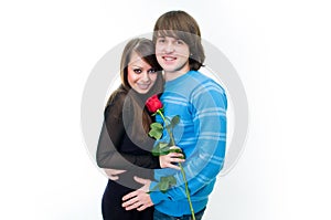 Young couple with rose