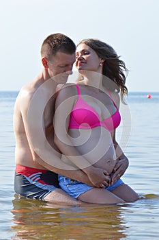 Young couple at sea