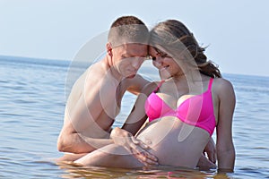 Young couple at sea