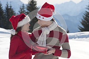 Young couple on the snow