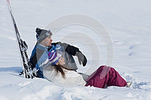 Young couple on the snow