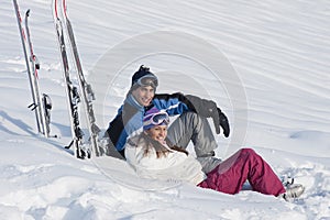 Young couple on the snow