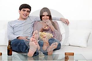 Young couple on a sofa