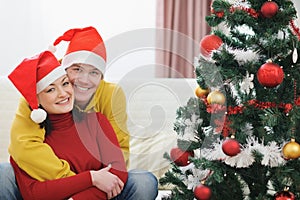 Young couple spending Christmas time together