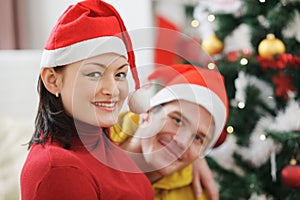 Young couple spending Christmas time together