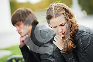 Young couple in stress relationship