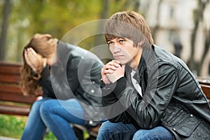 Young couple in stress relationship