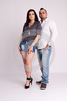 Young couple in studio