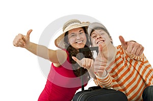 Young couple traveling