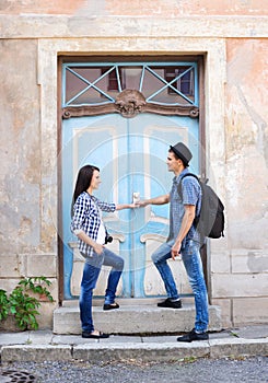 Young couple traveling, exploring new places