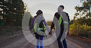 Young couple on a trek in countryside