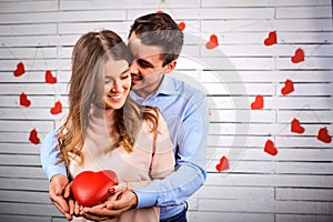 Young couple on Valentine`s Day.