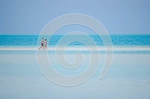 Young couple visit Aitutaki Lagoon Cook Islands