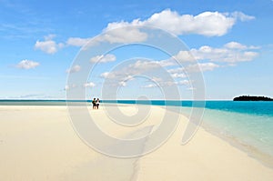 Young couple visit Aitutaki Lagoon Cook Islands