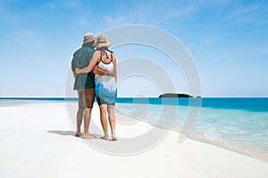 Young couple visit Aitutaki Lagoon Cook Islands