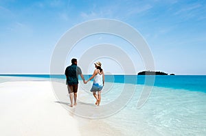 Young couple visit Aitutaki Lagoon Cook Islands