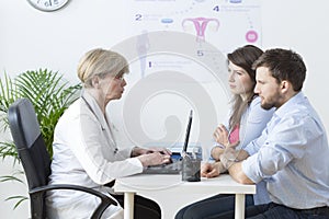 Young couple visiting a gynecologist