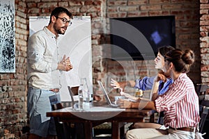 A young couple and a waitress making friendship out of an unpleasant situation