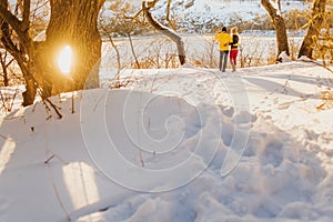 Young couple walks