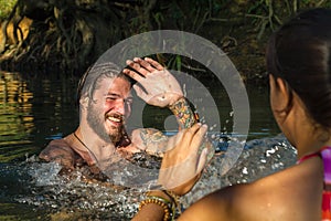 Young couple in water