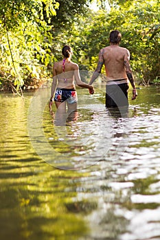 Young couple in water