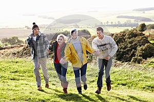 Young couples on country walk