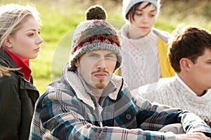 Young couples relaxing in the countryside