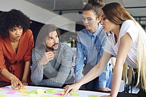 Young coworkers sharing concepts together photo