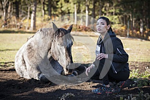 Modern Cree Girl with Horse photo