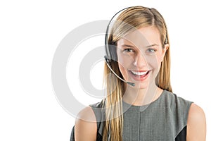 Young Customer Service Representative Wearing Headset